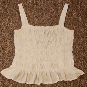 Universal Thread White Smocked Ruffle Tank